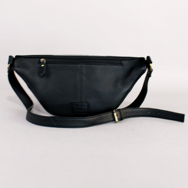 Midnight Rodeo Black Bootstitch Grain Leather Fanny Pack