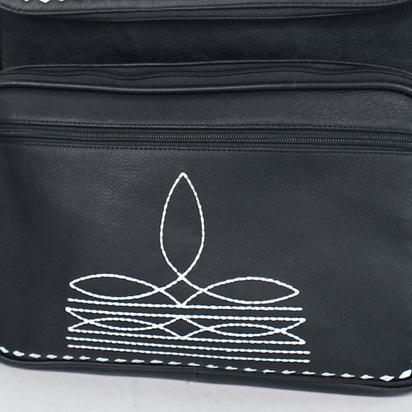 Midnight Rodeo Black Bootstitch Grain Leather Backpack