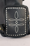 Midnight Rodeo Black Bootstitch Grain Leather Backpack