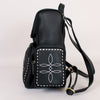 Midnight Rodeo Black Bootstitch Grain Leather Backpack