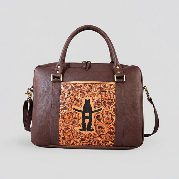 Legacy Rodeo Genuine Leather hand tooled Tooled Briefcase