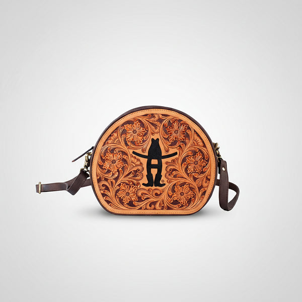Legacy Rodeo Genuine Leather hand tooled Tooled canteen bag