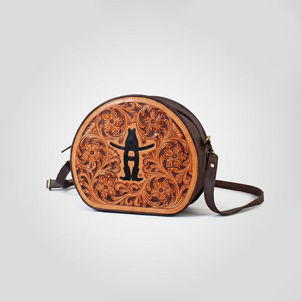 Legacy Rodeo Genuine Leather hand tooled Tooled canteen bag
