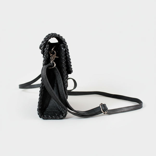 Laurel Rodeo Genuine Hand Tooled Black Leather Crossbody Bag