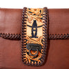 Laurel Rodeo Genuine Hand Tooled Brown Leather Crossbody Bag