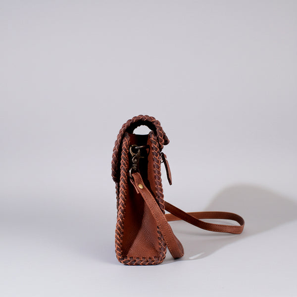 Laurel Rodeo Genuine Hand Tooled Brown Leather Crossbody Bag