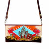 ADBGM112HP13 Hand-Painted LeatherWallet Crossbody Bag - Southwestern Desert Cactus & Sunflower Purse
