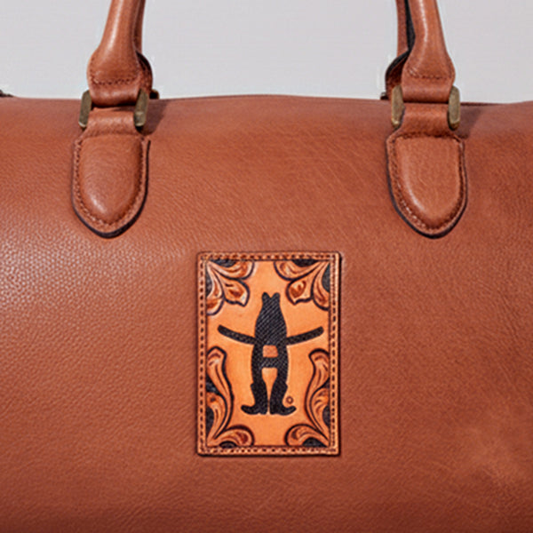 ADBGA1293HLSR American Darling Braided Genuine Leather Speedy Bag with Tooled Detail