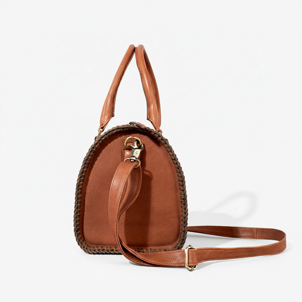 ADBGA1293HLSR American Darling Braided Genuine Leather Speedy Bag with Tooled Detail