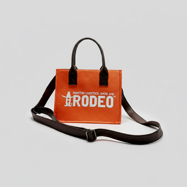 Downtown Rodeo Orange Western Mini Tote Bag Genuine Leather Strap
