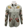ADSH044 American Darling Olive Green Western Embroidered Apparel Shirt with Desert Motif