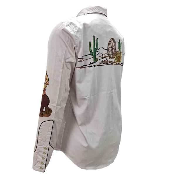 ADSH063 American Darling Light Rosy Pink Western Apparel - Embroidered Cotton Twill Rodeo Top