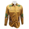 ADSH050 American Darling Mustard Western Apparel - Embroidered Cotton Satin Horse Motif Shirt