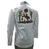 ADSH051 American Darling White Western Apparel - Embroidered Cotton Satin Horse Motif Shirt