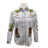 ADSH051 American Darling White Western Apparel - Embroidered Cotton Satin Horse Motif Shirt