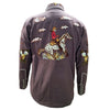 ADSH054 American Darling Plum Western Apparel - Embroidered Cotton Linen Desert Motif Shirt