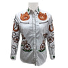 ADSH055 American Darling White Western Apparel - Embroidered Cotton Twill Horseshoe Shirt