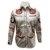 ADSH057 American Darling Off White Western Apparel - Embroidered Cotton Twill Cowboy Shirt
