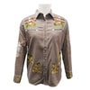 ADSH059 American Darling Taupe Western Apparel - Embroidered Cotton Lycra Longhorn Shirt
