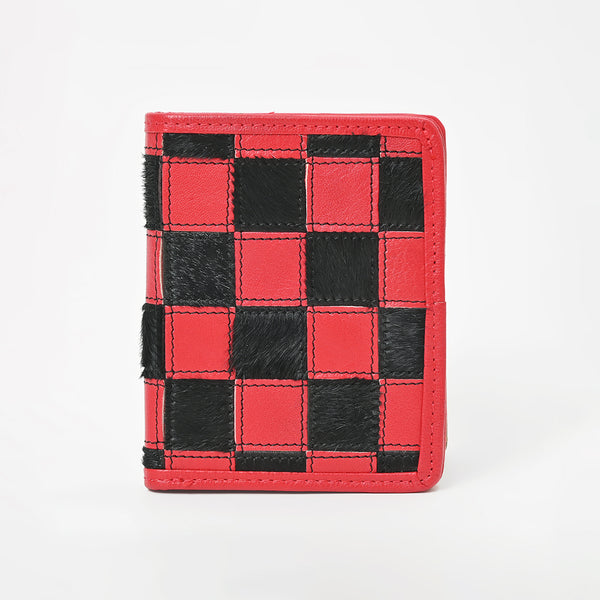ADBGM1095 American Darling Checkered Hair on Hide & Leather Bifold Wallet