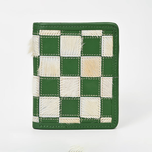 ADBGM1095 American Darling Checkered Hair on Hide & Leather Bifold Wallet