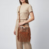 ADBGZ1103 American Darling Genuine Leather Embroidered Western Fringe Crossbody Bag