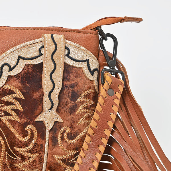 ADBGZ1103 American Darling Genuine Leather Embroidered Western Fringe Crossbody Bag