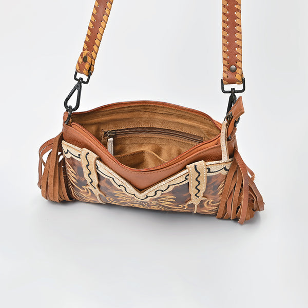 ADBGZ1103 American Darling Genuine Leather Embroidered Western Fringe Crossbody Bag