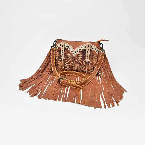 ADBGZ1103 American Darling Genuine Leather Embroidered Western Fringe Crossbody Bag