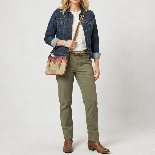 ADBGZ1108 American Darling Western Embroidered Genuine Leather Crossbody Handbag