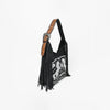 Official PRCA & NFR Licensed Collection® Tooled Leather Strap White Embroidered Graphic Fringe Shoulder Bag