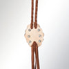 LC-ADJW106 Two-Tone Scalloped Western Jewelry Necklace with Turquoise Center & Braided Cord