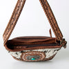 ADBG710 American Darling Western Cowhide Shoulder Bag with Turquoise Concho & Tooled Leather Strap