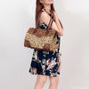 ADBG907 American Darling Handcrafted Floral Tooled Leather and Cowhide Speedy Bag