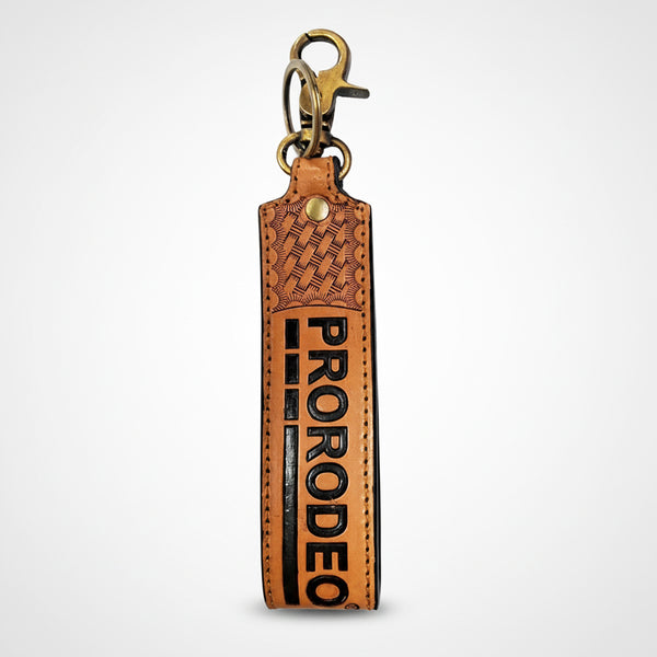Official PRCA & NFR Licensed Collection® Basketweave Hand-Tooled Leather Keychain Charm
