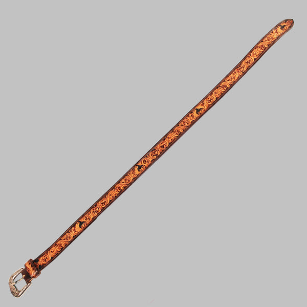 Official PRCA & NFR Licensed Collection®️ Western Floral Tooled Leather Belt