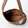 ADBG710 American Darling Western Cowhide Shoulder Bag with Turquoise Concho & Tooled Leather Strap