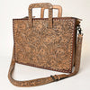 ADBG1276 American Darling Hand Tooled Leather Briefcase -Floral Carved Work Bag
