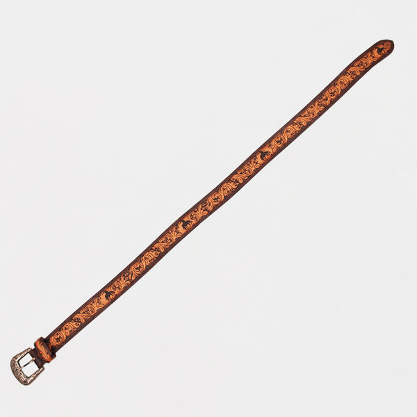 Official PRCA & NFR Licensed Collection®️Dark Brown Floral Genuine Leather Belt
