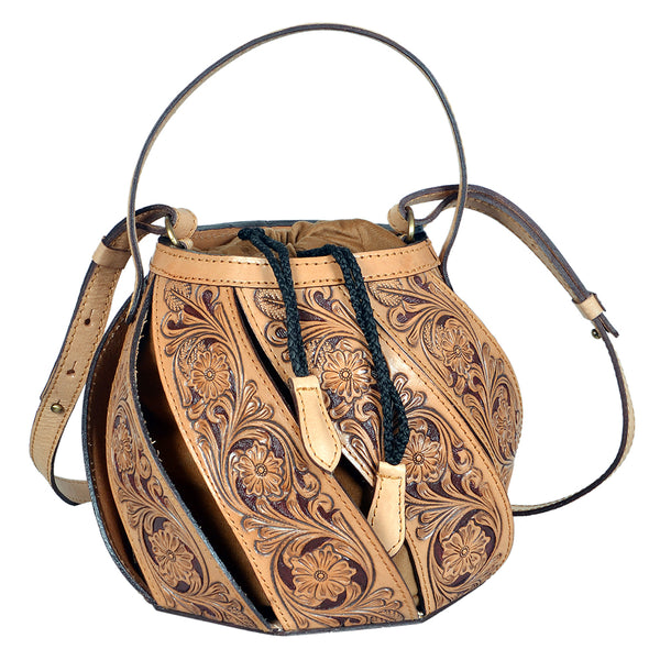 ADBGA562 American Darling Hand Tooled Floral Carved Leather Bucket Bag