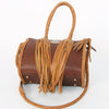 ADBGD131 American Darling Handcrafted Leather Speedy Bag with Turquoise Stone & Fringes