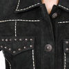 ADJKTLTR018 American Darling Genuine Leather Studded Western Button Down Jacket