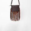 ADBGM1101 American Darling Genuine Leather & Hair-On-Hide Western Cowboy Fringe Crossbody Bag