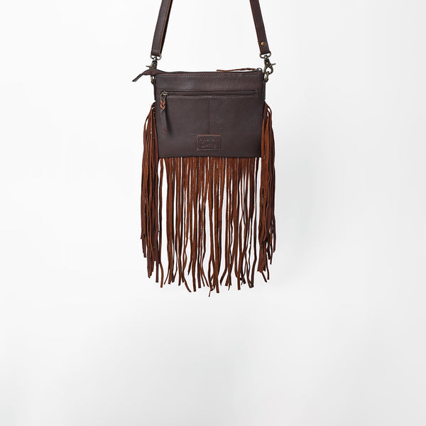 ADBGM1101 American Darling Genuine Leather & Hair-On-Hide Western Cowboy Fringe Crossbody Bag