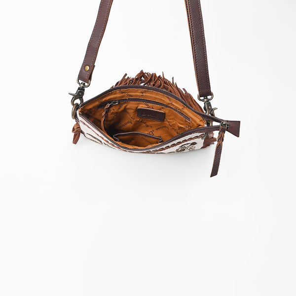 ADBGM1101 American Darling Genuine Leather & Hair-On-Hide Western Cowboy Fringe Crossbody Bag