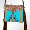 ADBG236 American Darling Woven Saddle Blanket Tooled Leather Fringe Crossbody