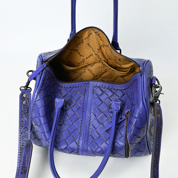 ADBG1483 American Darling Hand-Tooled Leather Duffel Bag | Floral Carved Travel Carryall