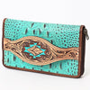 ADBG1190 American Darling Western Leather Wallet Bag Crocodile Embossed Hand Tooled