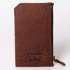 ADCCM101 Cowhide & Brown Leather Zipper Card Holder - Western Slim Wallet