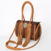 ADBGD131 American Darling Handcrafted Leather Speedy Bag with Turquoise Stone & Fringes